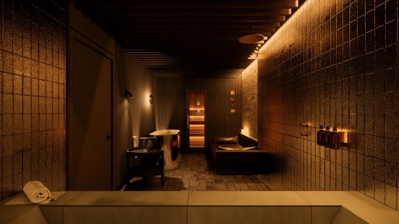 Saint Kist pod — toward the sauna