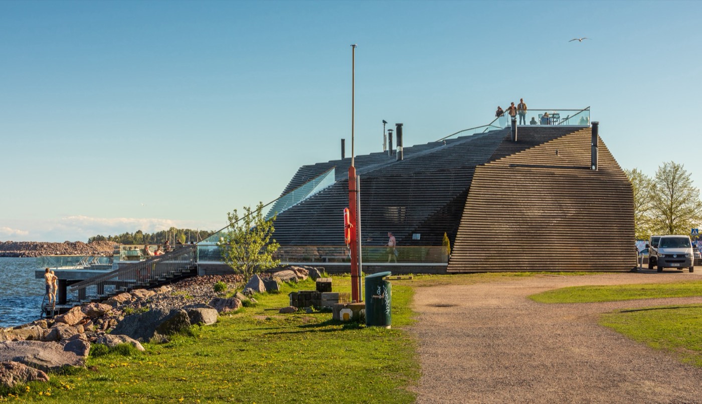 Löyly sauna faceted timber shell